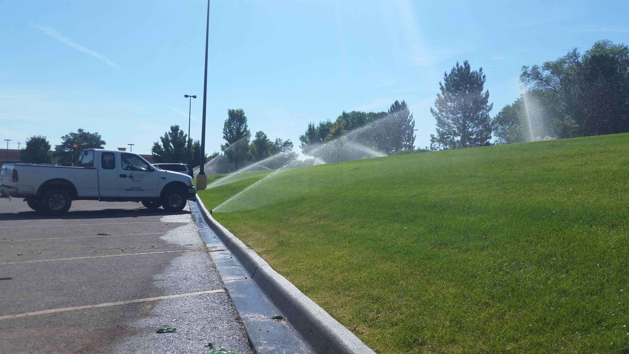 Walmart - Delta sprinklers running.